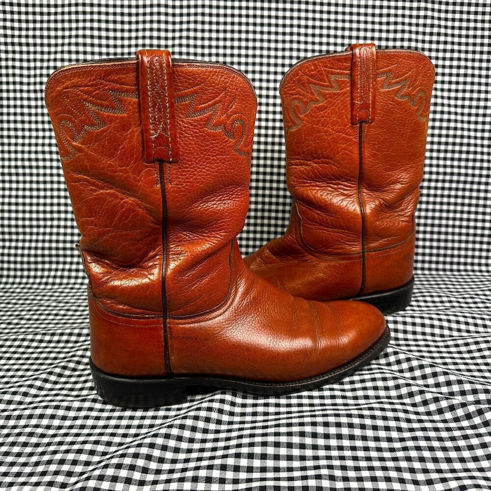 Lucchese 2000 Vintage Reddish Brown Men's Leather Cowboy Western Boots Size 9 B